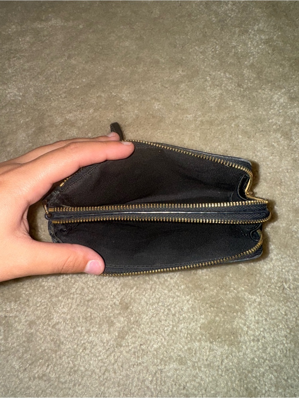 Coach Black Pebbled Leather Wristlet with Gold Accent - Picture 3 of 3
